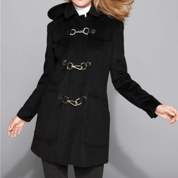 Calvin Klein Wool blend black clip/zipper front closure detachable hoodie coat 6 - Picture 1 of 13